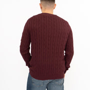 Crew Clothing Mens Oarsmen Cable Knit Jumper Burgundy