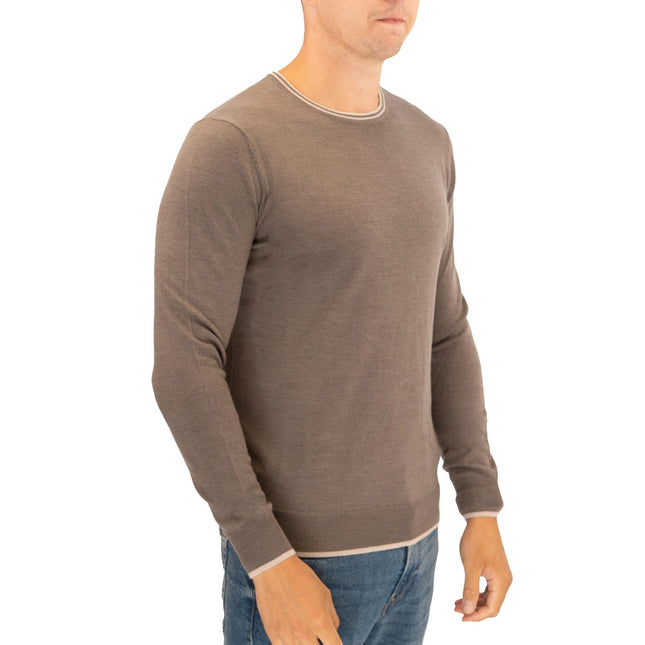 Nicole Farhi Farhi Mens Crew Neck Merino Wool Jumper Brown-Quality Brands Outlet-