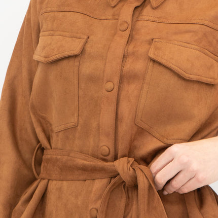 New Look Womens Suedette Shacket Rust Brown - Quality Brands Outlet