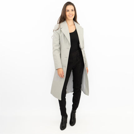 M&S Grey Herringbone Belted Tailored Coat-Quality Brands Outlet-