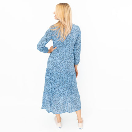 Seasalt Blue Leaves Charbon Midi Dress-Quality Brands Outlet-