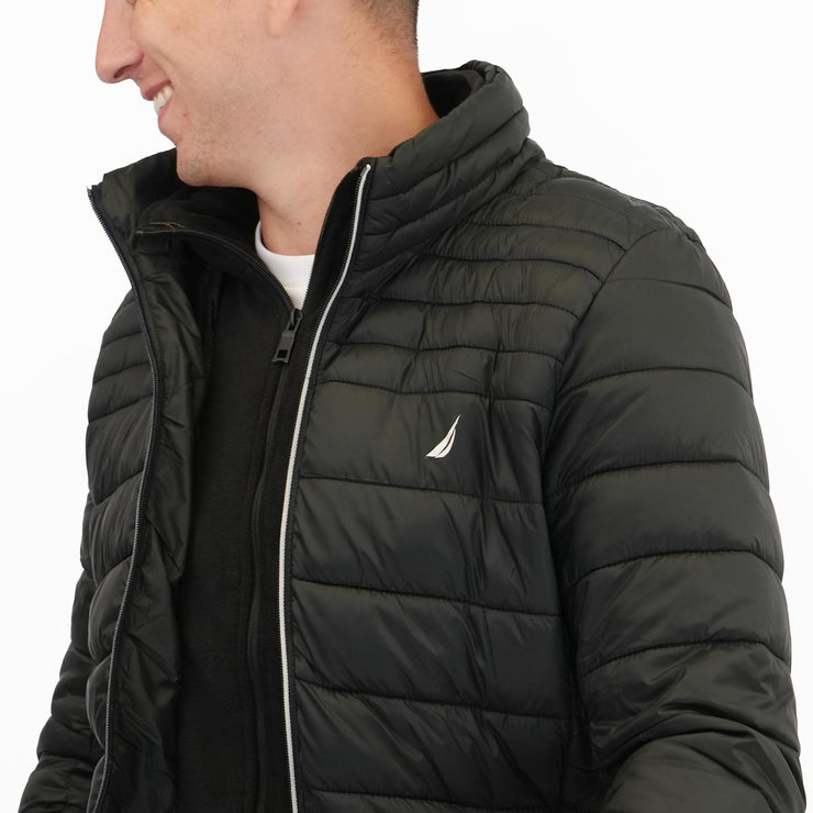 Nautica Performance Double Zip Puffer Jacket Black - Quality Brands Outlet