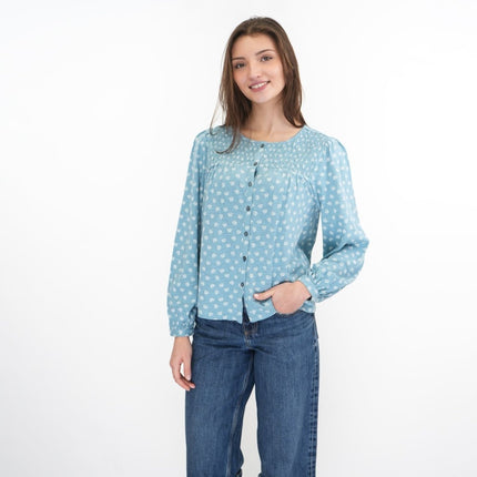 White Stuff Soft Blue Daniella Long Sleeve Tops-Quality Brands Outlet-