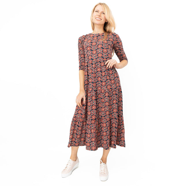 Seasalt Black Red Floral Line Strokes Dress-Quality Brands Outlet-