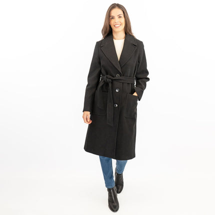 M&S Black Belted Tailored Coat