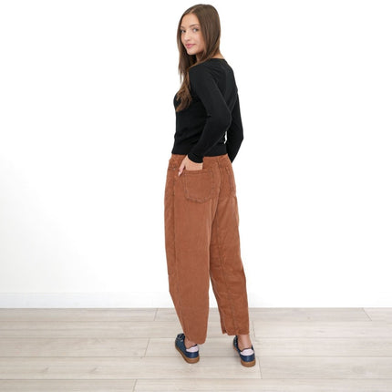 Next Cord Barrel Trousers Tan Brown - Quality Brands Outlet