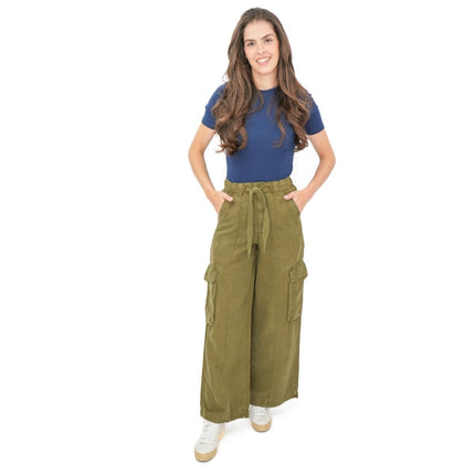 M&S Lyocell Cargo Trousers Khaki-Quality Brands Outlet-
