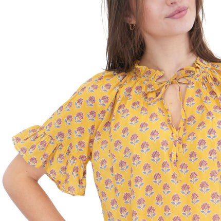 Joules Yellow Melissa Blouse Short Sleeve - Quality Brands Outlet