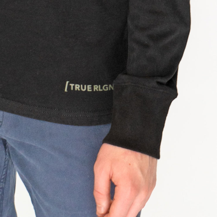 True Religion Men Black Green Colour Block Long Sleeve Tops