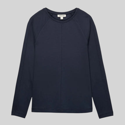 Seam Detail Long Sleeve Top Premium Brand – Navy