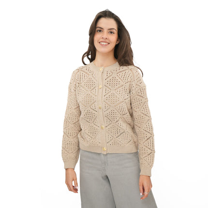 M&S Pointelle Knitted Cappuccino Cardigan - Quality Brands Outlet