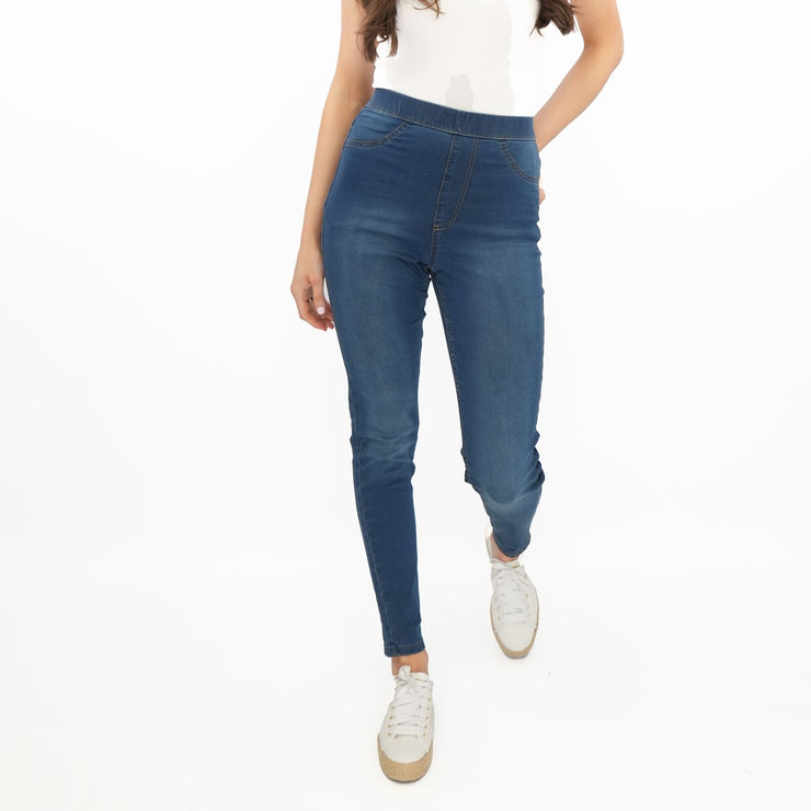M&S Blue Jegging High Waist Ankle Grazer Skinny Leg Jeans - Quality Brands Outlet