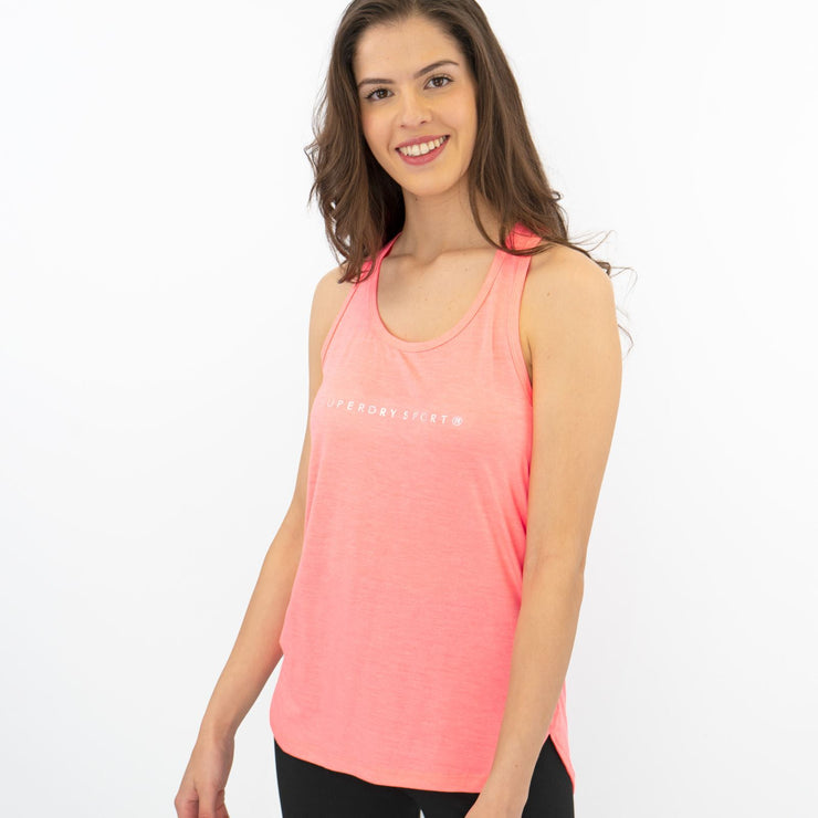 Superdry Studio Coral Pink Vest Sports Activewear Workout Gym Tops