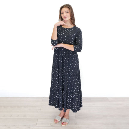 Seasalt Line Strokes Dress in Black with Polka Dot - Quality Brands Outlet