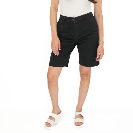 M&S Chino Shorts Classic Cotton Rich Black Easy Wear - Quality Brands Outlet
