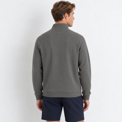Mens Jumpers Half Zip Sole Textured Long Sleeve Tops – Sage Green