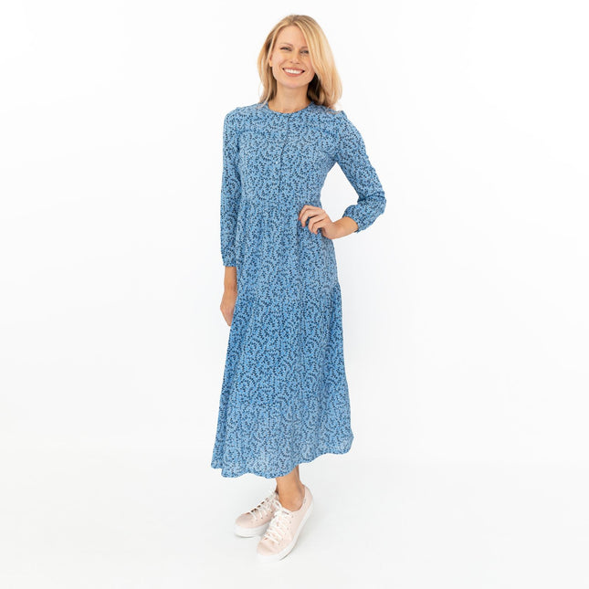 Seasalt Blue Leaves Charbon Midi Dress-Quality Brands Outlet-