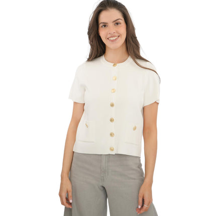 M&S Gold Button Short Sleeve Cardigan - Quality Brands Outlet