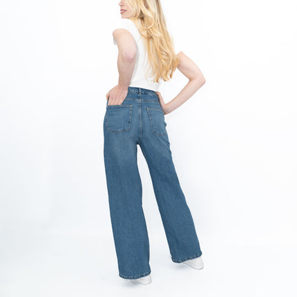 M&S Wide Leg Blue Jeans Medium Indigo Blue