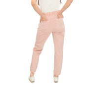 M&S Cotton Rich Slim Fit Trousers Stretch Elasticated Cuff Pink - Quality Brands Outlet