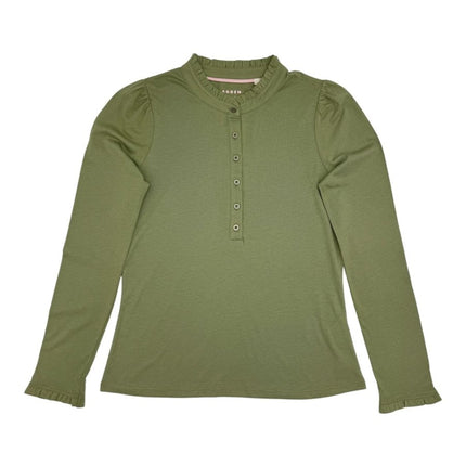 Boden Light Green Supersoft Frill Henley Top Cotton Modal Slim Fit - Quality Brands Outlet