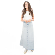 M&S Denim Maxi Skirt A - Line Cotton Lyocell - Quality Brands Outlet