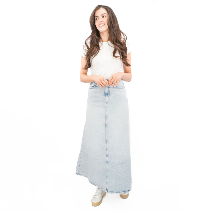 M&S Denim Maxi Skirt A - Line Cotton Lyocell - Quality Brands Outlet
