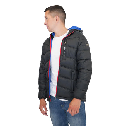 Nautica Mens Performance N83 Hooded Puffer Jacket Black-Quality Brands Outlet-