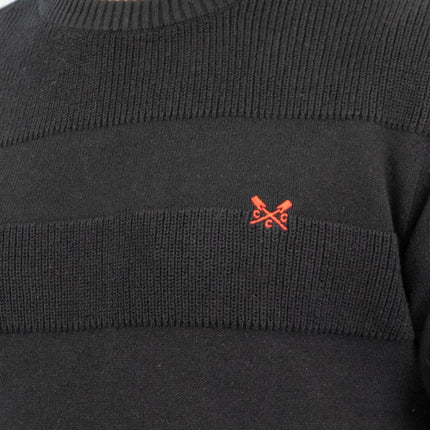 Crew Clothing Mens Rib Knitted Jumper Long Sleeve Black-Quality Brands Outlet-