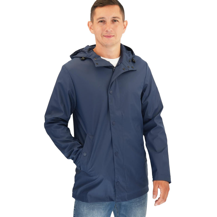 Threadbare Mac Raincoat Showerproof Navy Blue Hooded