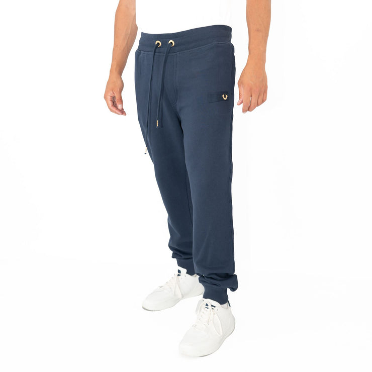 True Religion Mens Joggers Navy Blue With Gold Details - Quality Brands Outlet
