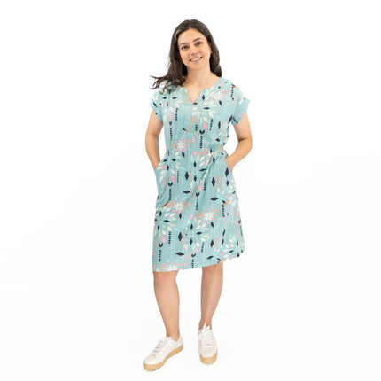 White Stuff Teal Blue Penny Cotton Jersey Dress-Quality Brands Outlet-