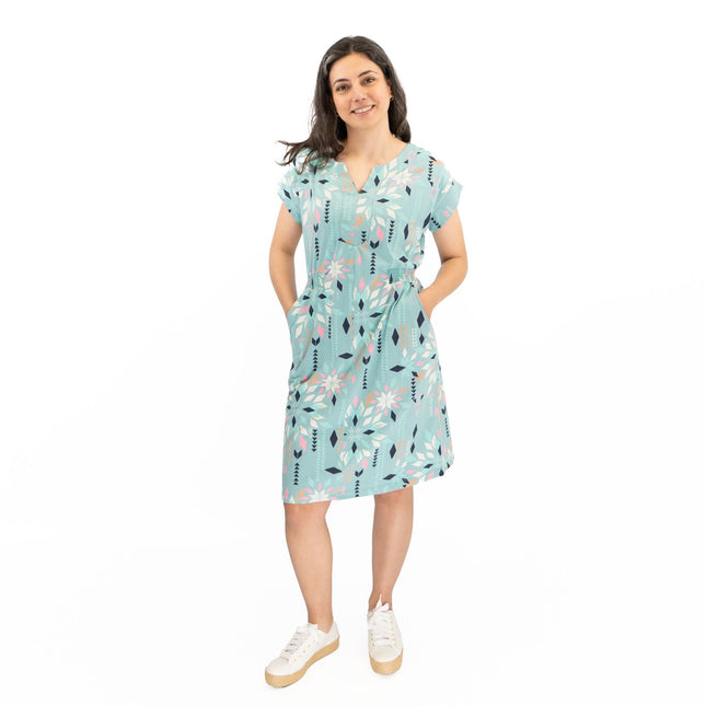 White Stuff Teal Blue Penny Cotton Jersey Dress-Quality Brands Outlet-