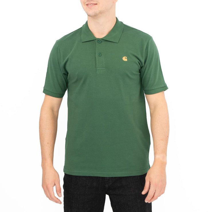 Carhartt Mens Polo Shirt Chase Pique Cotton Green