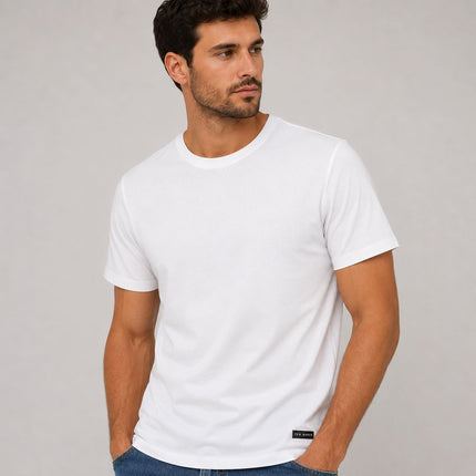 Ted Baker White Stretch Cotton Classic Crew Neck T-Shirt