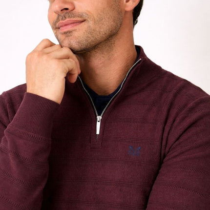 Crew Clothing Mens Jumper Half Zip Cashmere Blend Burgundy - Quality Brands Outlet