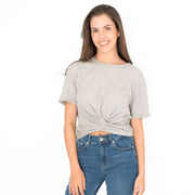 True Religion Womens Grey Top Short Sleeve Cropped