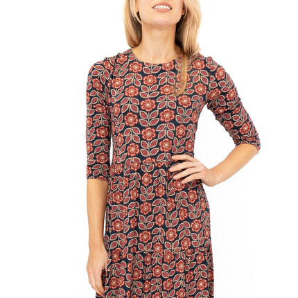 Seasalt Black Red Floral Line Strokes Dress-Quality Brands Outlet-