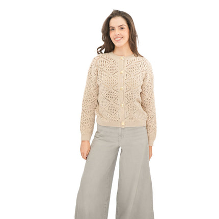 M&S Pointelle Knitted Cappuccino Cardigan - Quality Brands Outlet