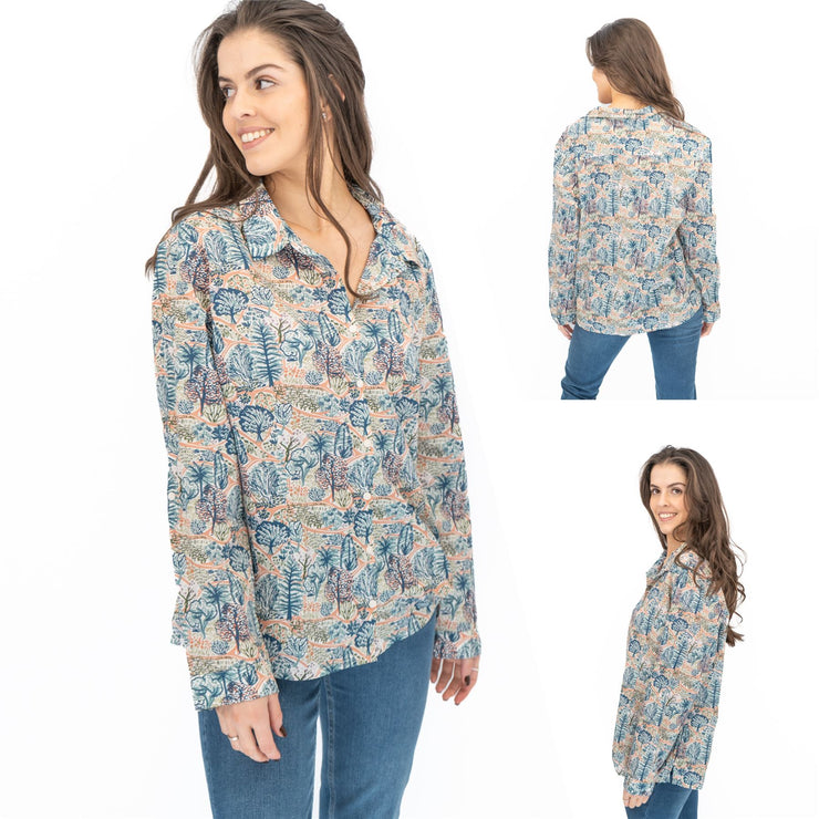 Seasalt Larissa Shirt Blue Forest Print - Quality Brands Outlet