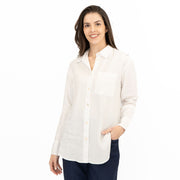 M&S Womens White Pure Linen Collared Blouse