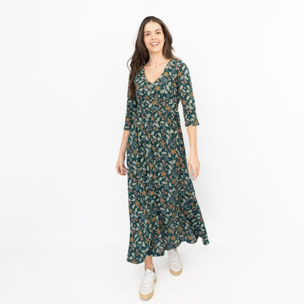 Seasalt Maggie Maxi Dress Green Stitched Clematis Lotch-Quality Brands Outlet-