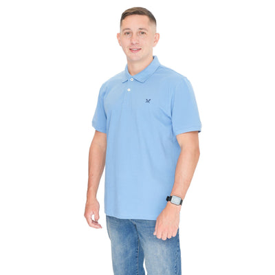 Crew Clothing Polo Shirt Classic Pique Cotton Cornflower Blue Light - Quality Brands Outlet