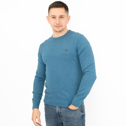 Crew Clothing Mens Knitted Jumper Long Sleeve Blue-Quality Brands Outlet-