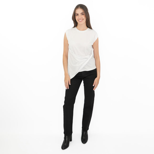 Tilly Drape Cotton Tops White-Quality Brands Outlet-