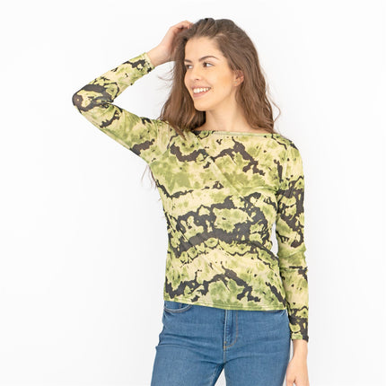Karen Millen Green Abstract Print Long Sleeve Tops-Quality Brands Outlet-