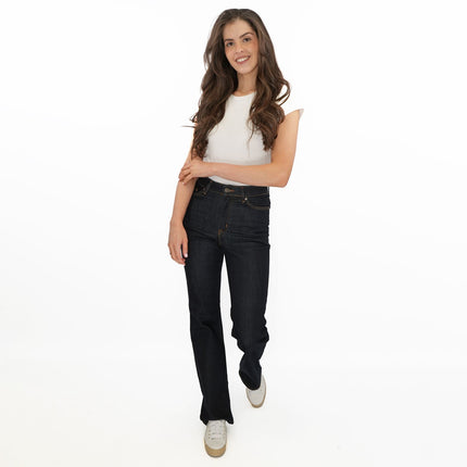 M&S Autograph Boot Cut Jeans High Waist Flare Stretch Dark Indigo
