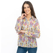 Seasalt Larissa Shirt Top Lino Foxglove Chalk Print - Quality Brands Outlet