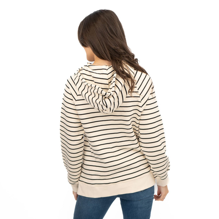 M&S Womens Striped Longline Hoodie Pure Cotton - Quality Brands Outlet