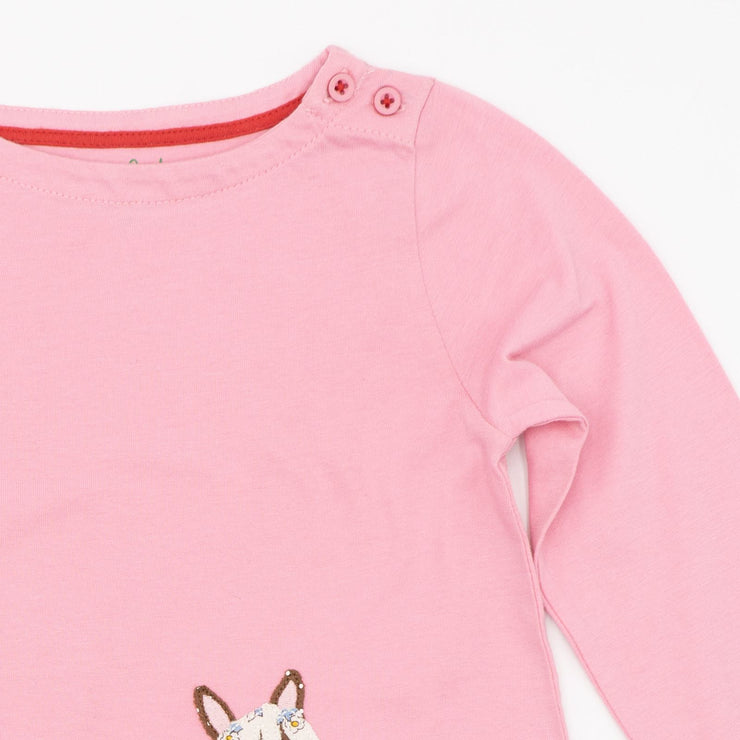 Mini Boden Girls Pink Horse T-Shirt Cotton Jersey Long Sleeve Tops